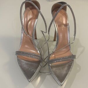 Gianvito Rossi Metallic Silver Strappy Heels